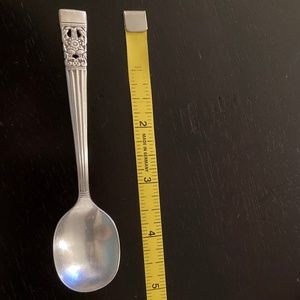 Vintage Silver Coffee Spoon with Ornate Flower Detailing